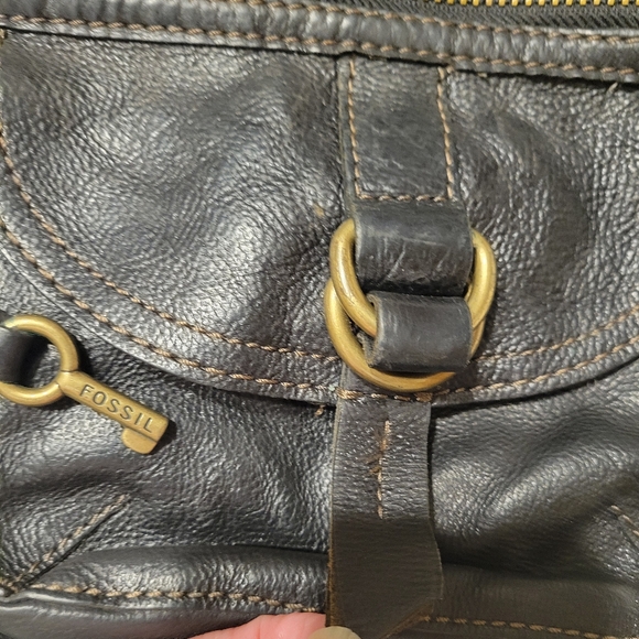 Vintage Fossil Sasha Black Leather Crossbody Bag Key Purse - Picture 3 of 14